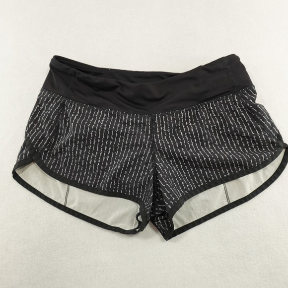 lululemon athletica Pants - Lululemon Speed Up Shorts Womens 4 Black Manifesto Script Lined Running Gym 2.5"